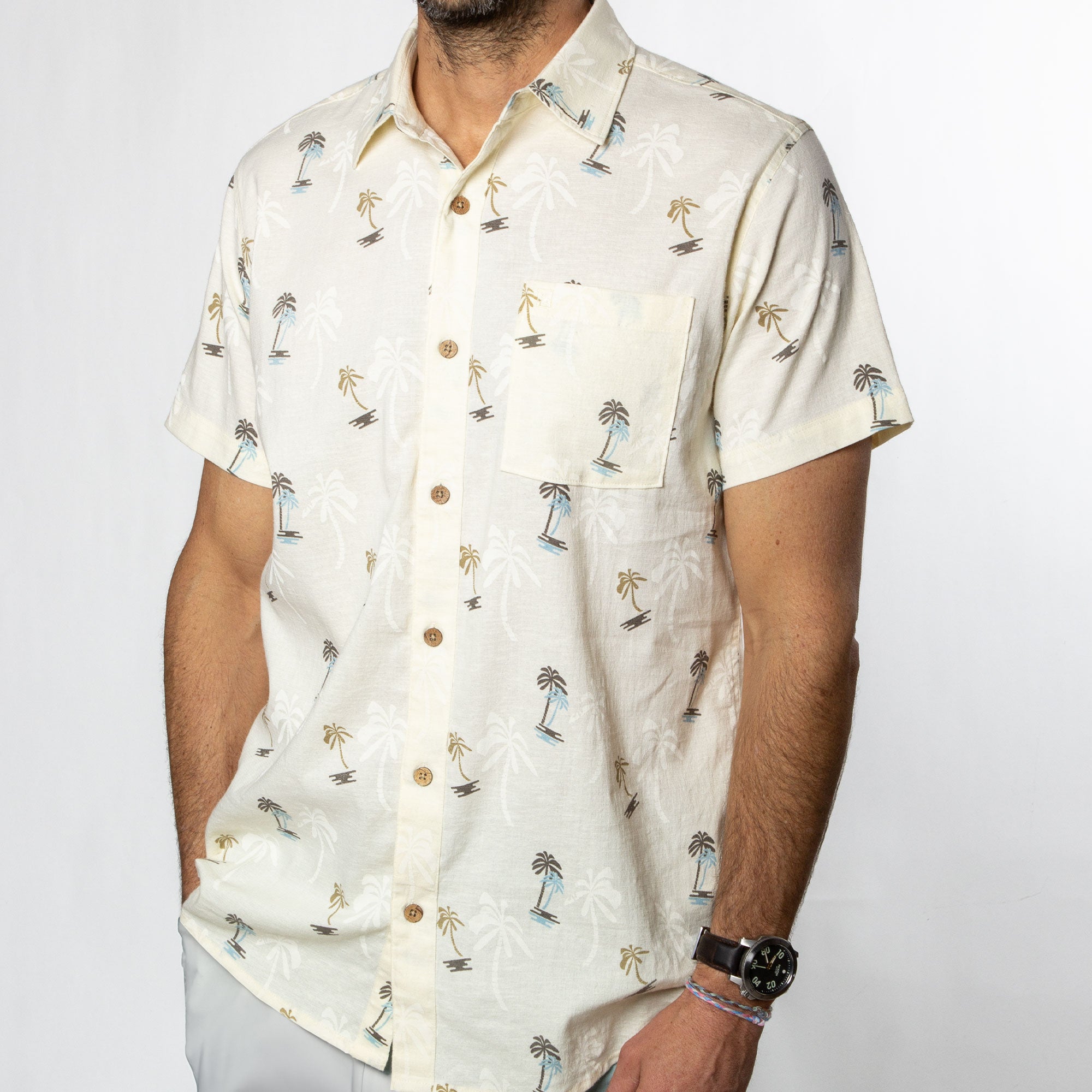 Retro Palms Hemp Linen Woven